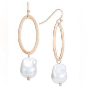 NWT Open Oval & Color Stone Drop Earrings
